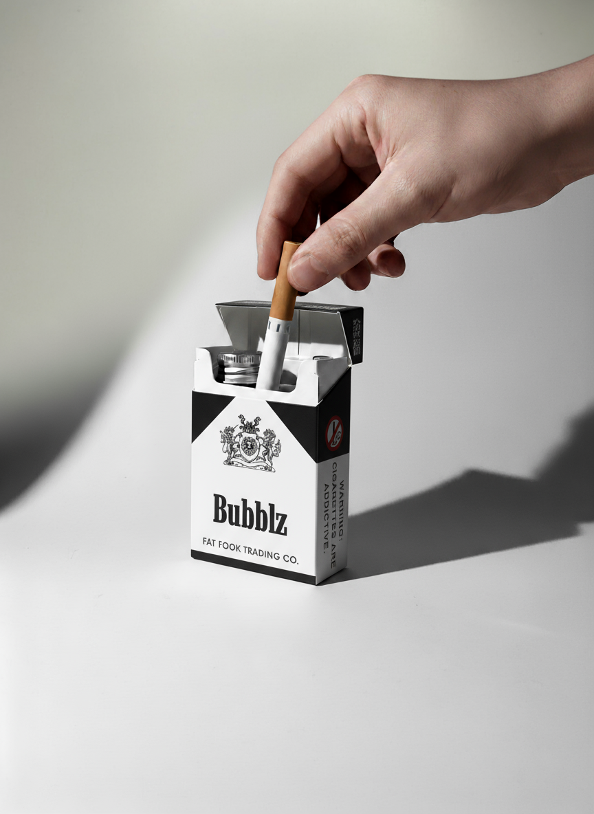 Bubbles cigarette with Marlboro-inspired packaging