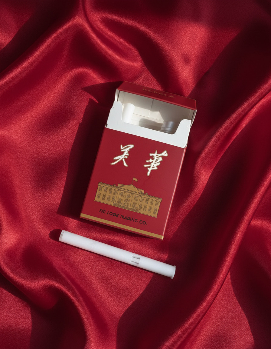 Chinese cigarette style bubbles cigarette on red satin