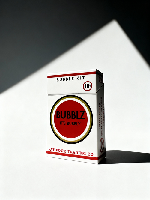 Bubbles cigarette with Lucky Strike-inspired packaging