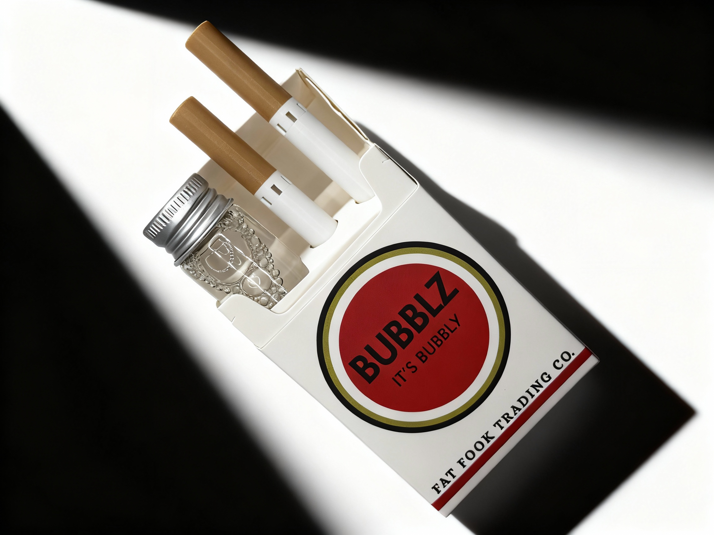 Bubbles cigarette with Lucky Strike-inspired packaging
